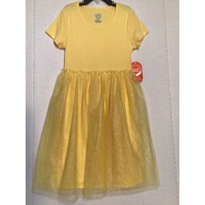 NWT‎ Wonder Nation Girls Short Sleeve Sparkle Tutu Dress Size M(7-8) Yellow